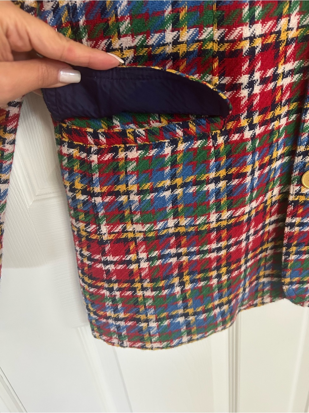 Multi-Color Plaid Button-Front Blazer Jacket - Picture 4 of 8